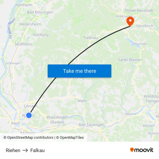 Riehen to Falkau map