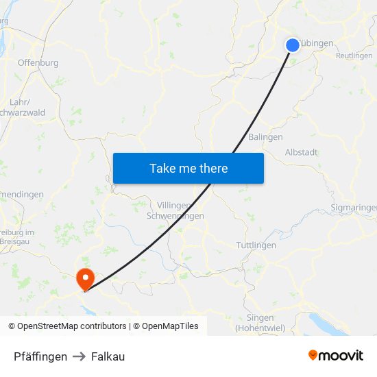 Pfäffingen to Falkau map