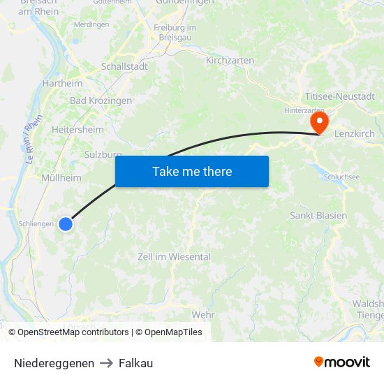 Niedereggenen to Falkau map