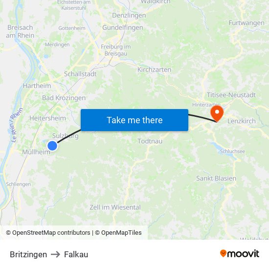 Britzingen to Falkau map
