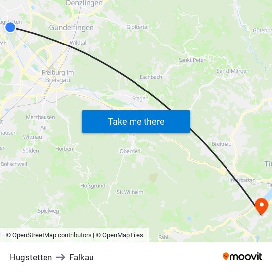 Hugstetten to Falkau map