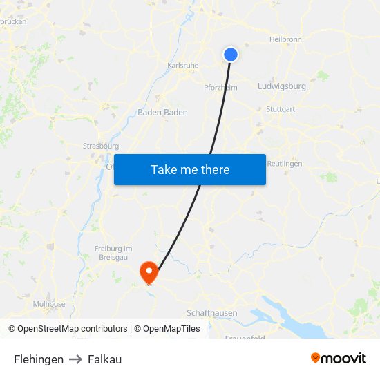 Flehingen to Falkau map