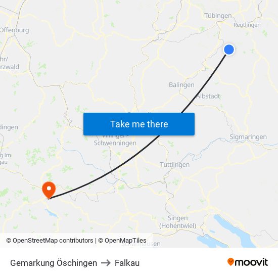 Gemarkung Öschingen to Falkau map