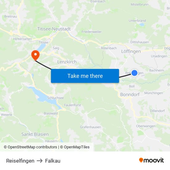 Reiselfingen to Falkau map