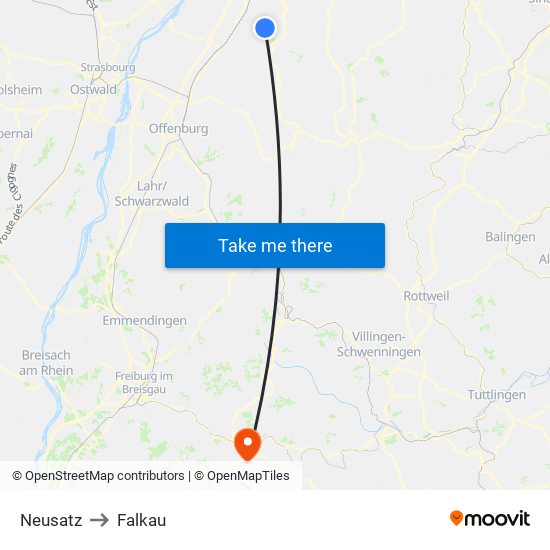 Neusatz to Falkau map