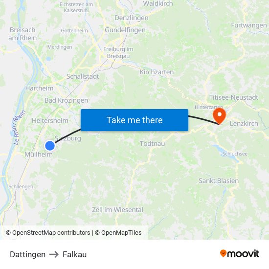 Dattingen to Falkau map
