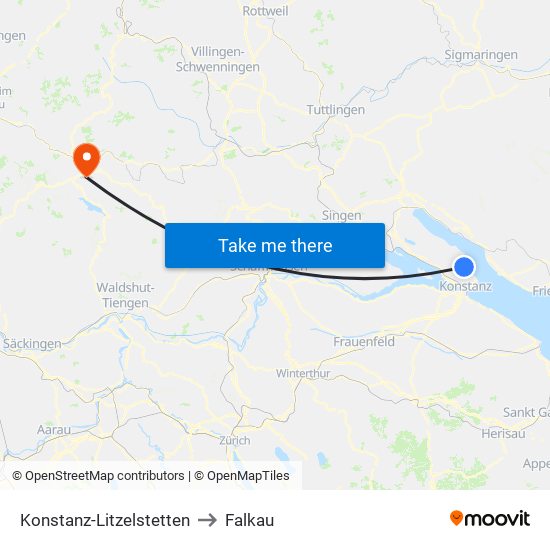 Konstanz-Litzelstetten to Falkau map