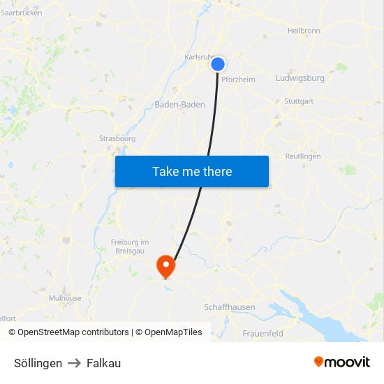 Söllingen to Falkau map