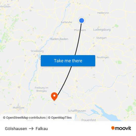 Gölshausen to Falkau map