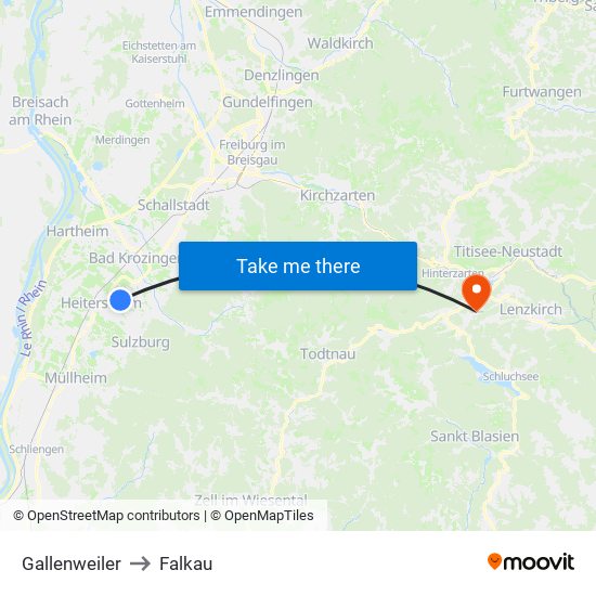 Gallenweiler to Falkau map