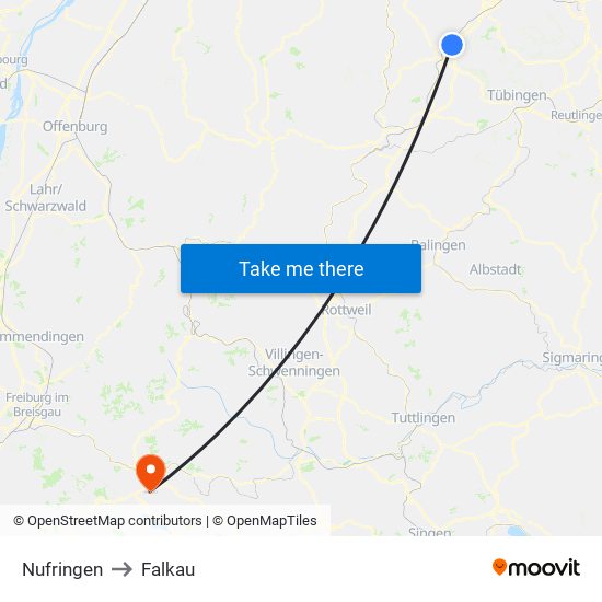 Nufringen to Falkau map