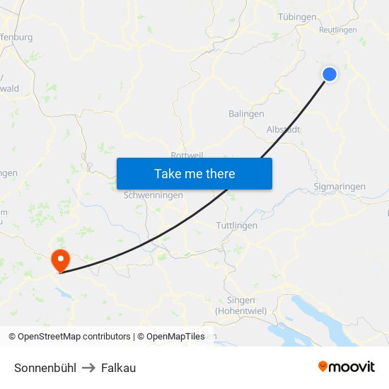 Sonnenbühl to Falkau map