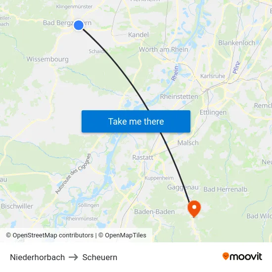 Niederhorbach to Scheuern map