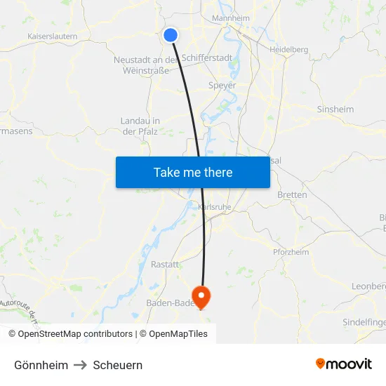 Gönnheim to Scheuern map