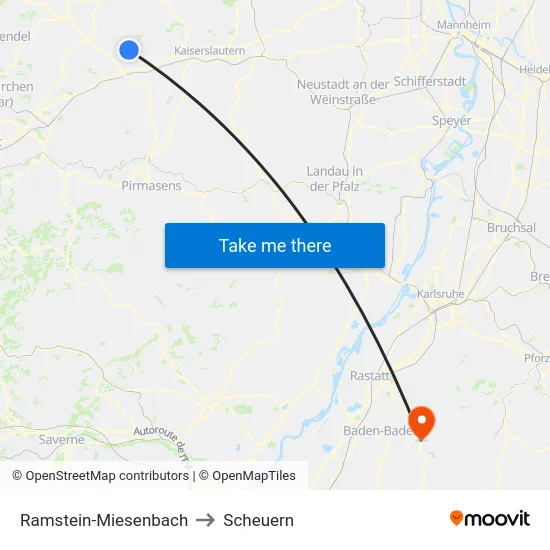 Ramstein-Miesenbach to Scheuern map