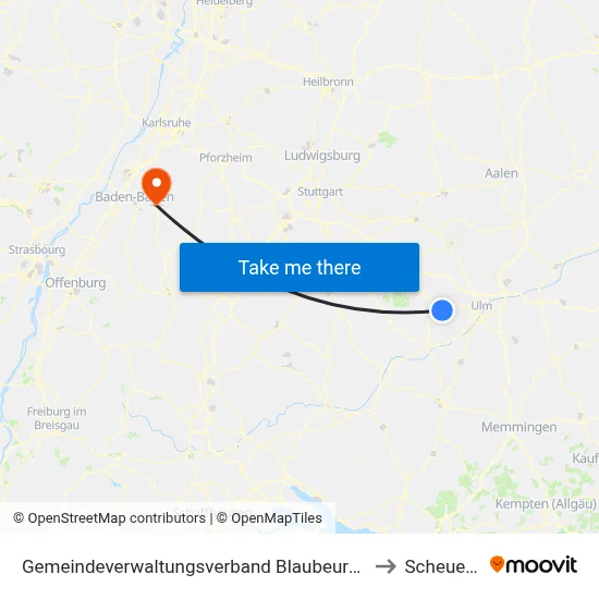Gemeindeverwaltungsverband Blaubeuren to Scheuern map