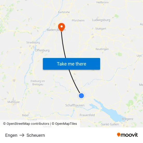 Engen to Scheuern map