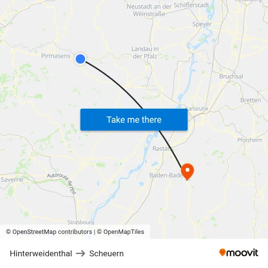 Hinterweidenthal to Scheuern map