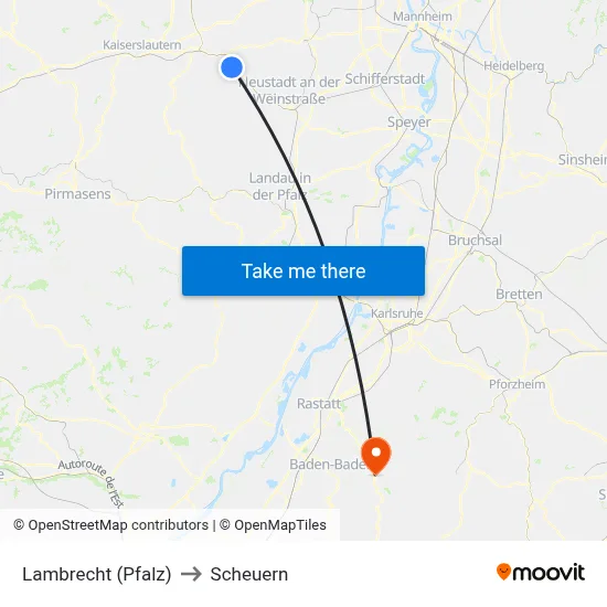 Lambrecht (Pfalz) to Scheuern map