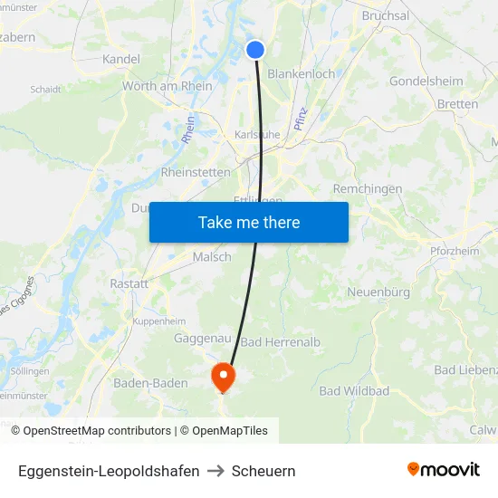 Eggenstein-Leopoldshafen to Scheuern map