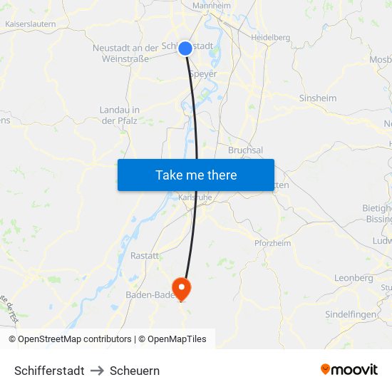 Schifferstadt to Scheuern map