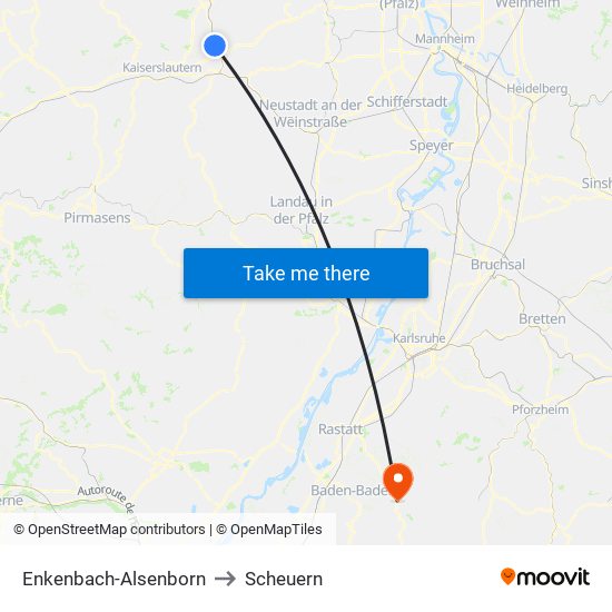 Enkenbach-Alsenborn to Scheuern map