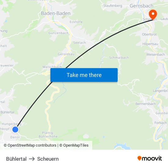 Bühlertal to Scheuern map