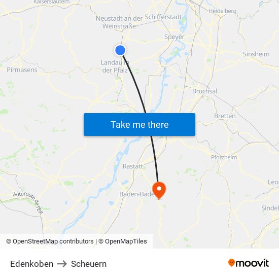 Edenkoben to Scheuern map