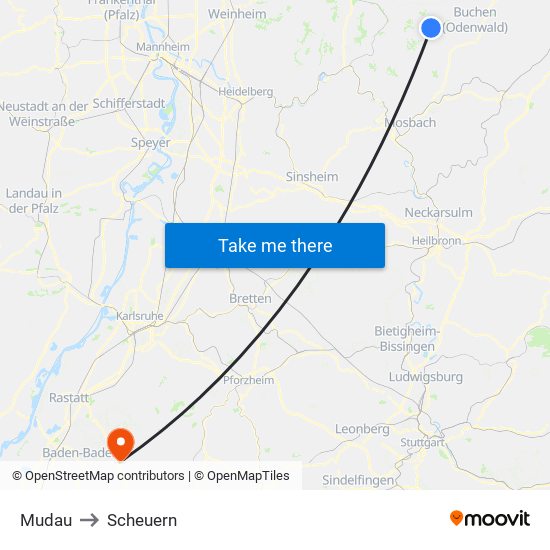 Mudau to Scheuern map