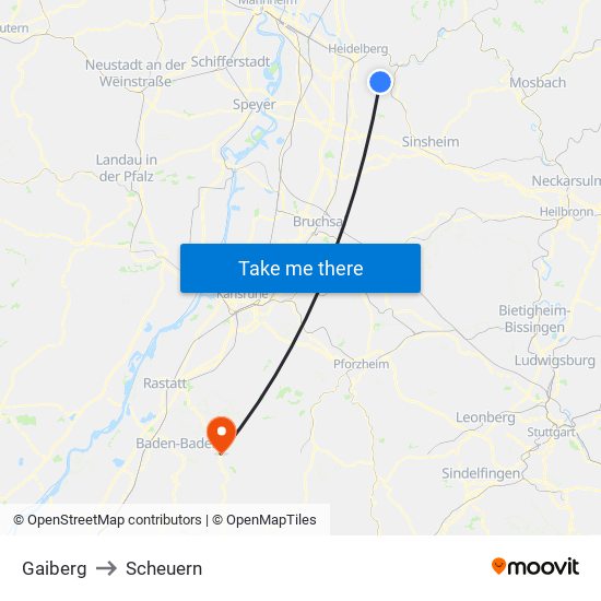 Gaiberg to Scheuern map