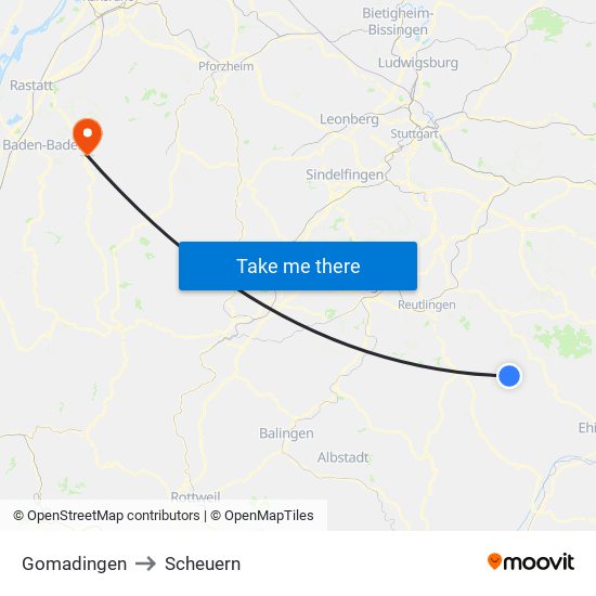 Gomadingen to Scheuern map