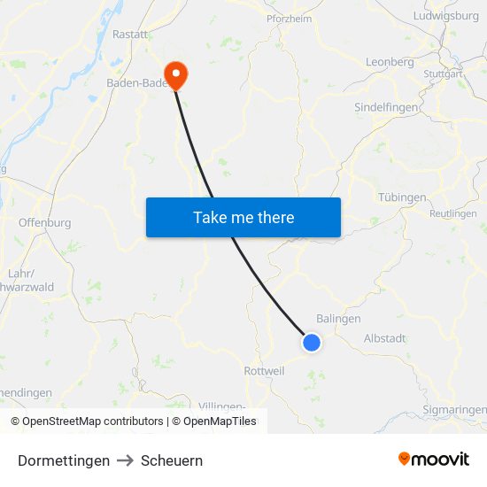 Dormettingen to Scheuern map