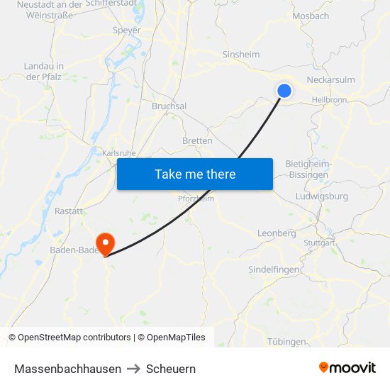 Massenbachhausen to Scheuern map