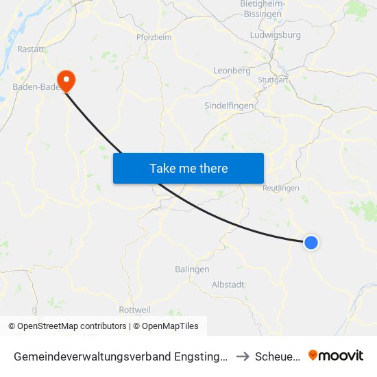 Gemeindeverwaltungsverband Engstingen to Scheuern map