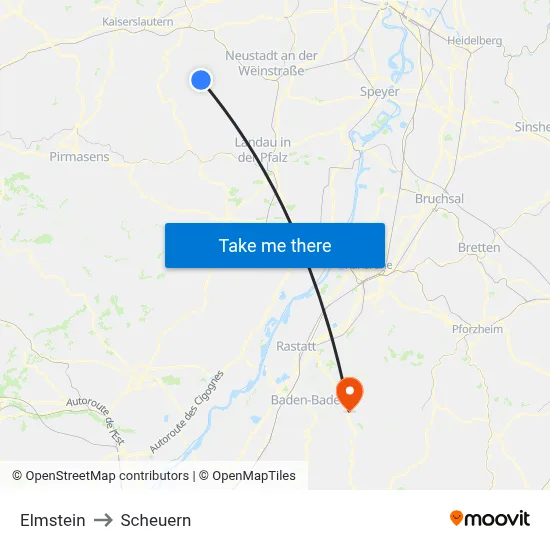 Elmstein to Scheuern map
