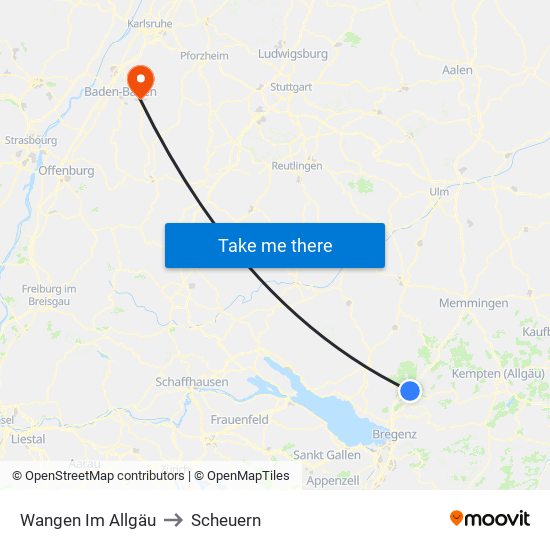 Wangen Im Allgäu to Scheuern map