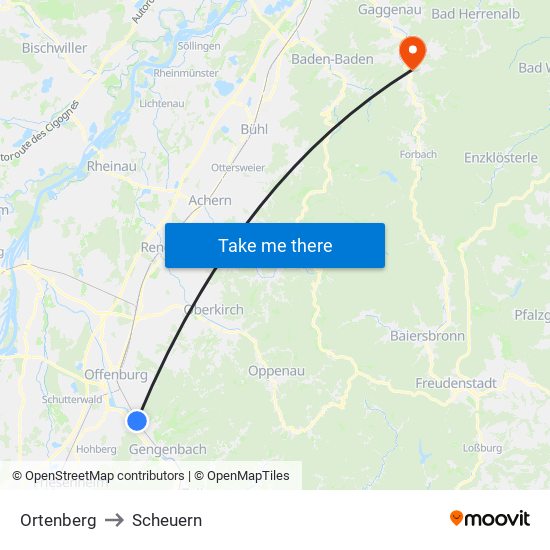 Ortenberg to Scheuern map