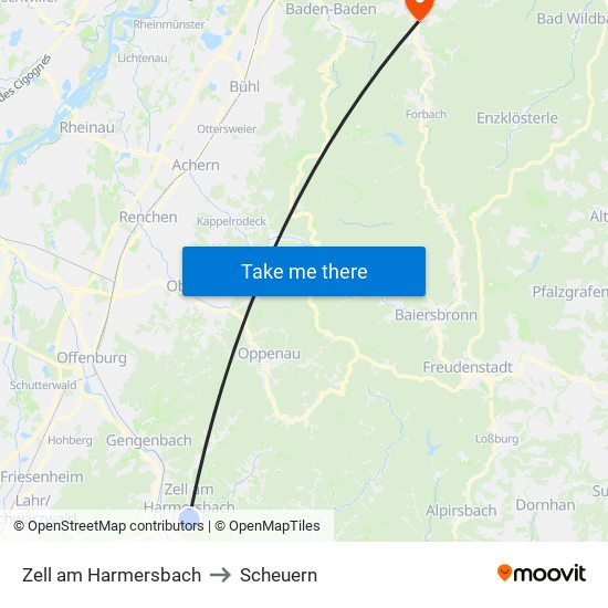 Zell am Harmersbach to Scheuern map