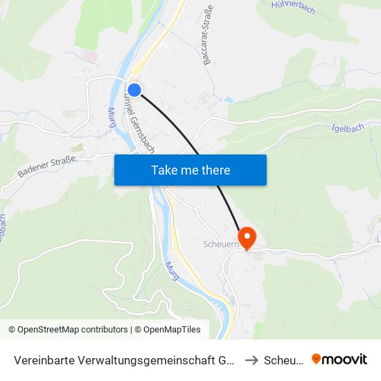 Vereinbarte Verwaltungsgemeinschaft Gernsbach to Scheuern map