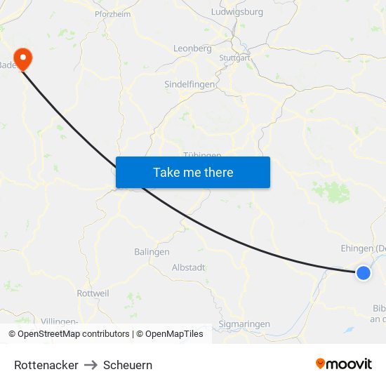 Rottenacker to Scheuern map