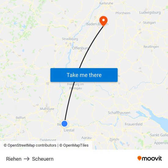 Riehen to Scheuern map