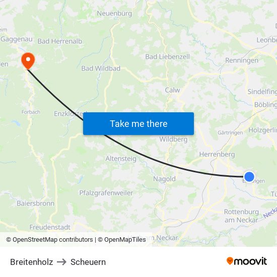 Breitenholz to Scheuern map