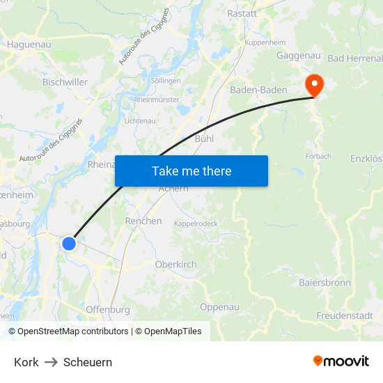 Kork to Scheuern map