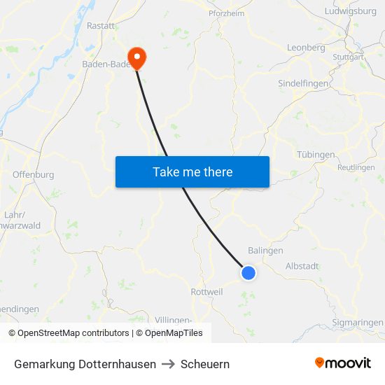 Gemarkung Dotternhausen to Scheuern map