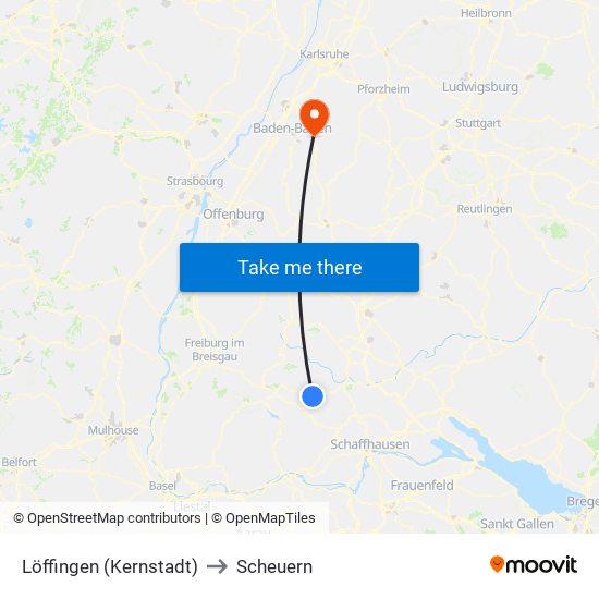 Löffingen (Kernstadt) to Scheuern map