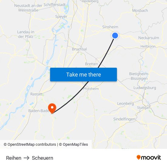 Reihen to Scheuern map