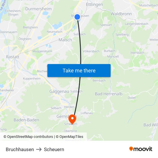 Bruchhausen to Scheuern map