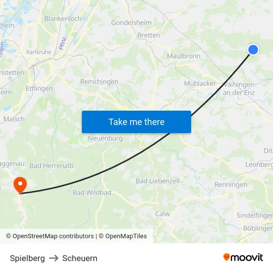 Spielberg to Scheuern map
