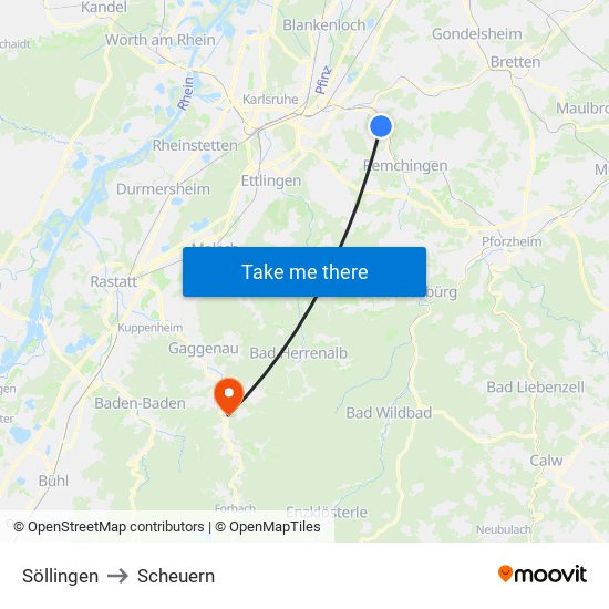 Söllingen to Scheuern map