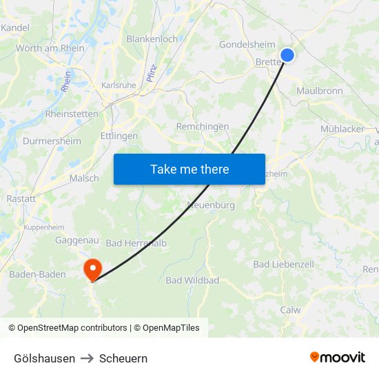 Gölshausen to Scheuern map